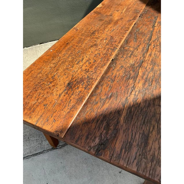 Vintage Rustic Wide Plank Wood Farm Table For Sale - Image 11 of 15
