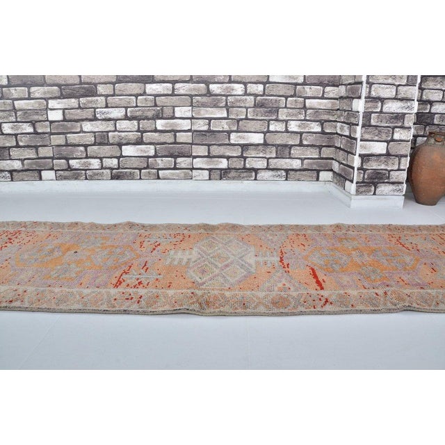 Antique Decorative Oushak Wool Runner Rug For Sale - Image 9 of 10