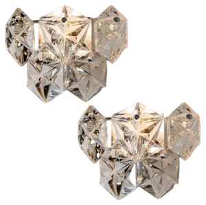 Faceted Crystal and Silver Chrome Sconce attributed to Kinkeldey, Germany, 1970s