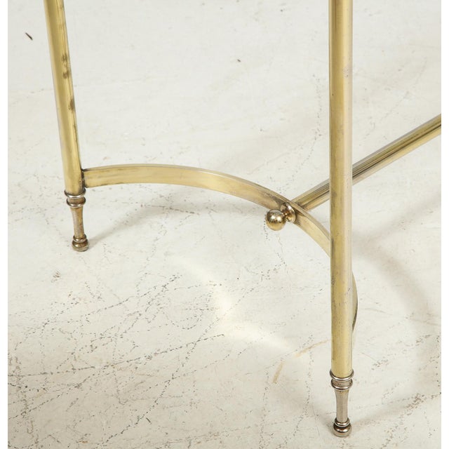 Metal Vintage Brass and Chrome Glass-Top Console Table For Sale - Image 7 of 11