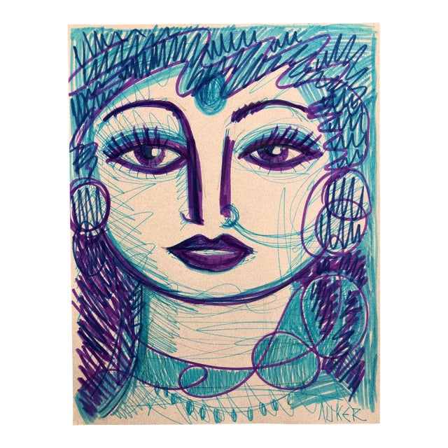 Original Ink Drawing on Cotton Paper by CL Auker, Parvati For Sale