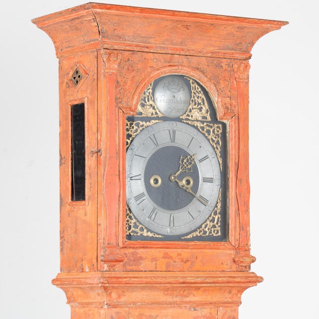 Early 19th Century Original Hand Painted Tall Swedish Grandfather Clock For Sale - Image 4 of 14