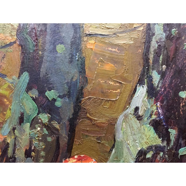 Paper 1970s Oil Painting Mushroom Glade Moses Faybovich Gantman For Sale - Image 7 of 10