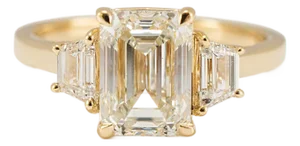 14k Yellow Gold Igi 3.03ctw Emerald Trapezoid Lab Grown Diamond Engagement Ring, Size 8