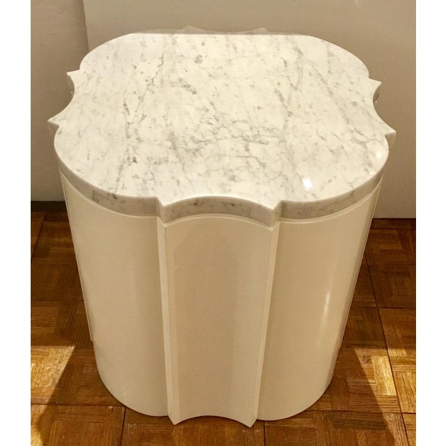 Modern White Marble Quatrefoil Side Tables Pair Prototypes Chairish