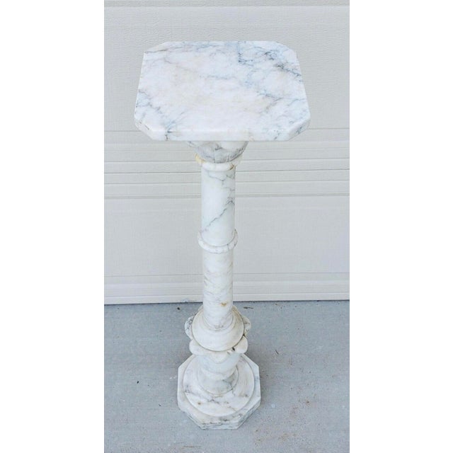 Antique Italian Calcutta Marble Carved Column Pedestal Display Plant Stand For Sale - Image 4 of 12