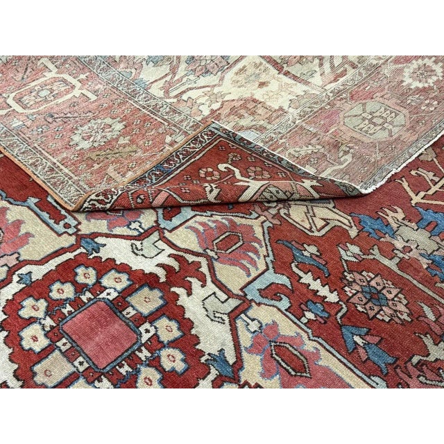Antique Persian Serapi Rug 10’4” X 12’0" For Sale - Image 9 of 18