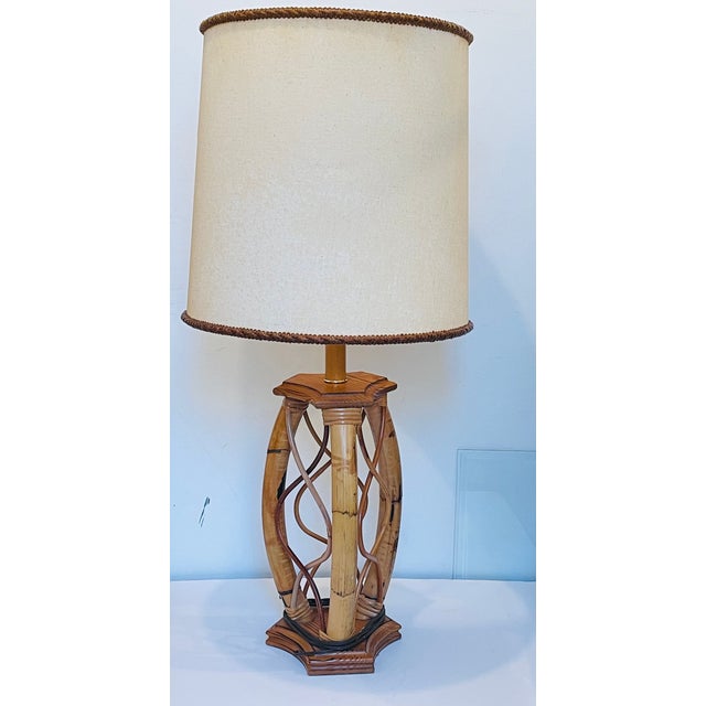 Safari Reduced-Mid 20 Th Century Coastal Bamboo Safari Lamp For Sale - Image 3 of 6
