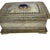 Late 20th Century Vintage Silverplate Trinket Box With Blue Oval Center Stone For Sale - Image 5 of 6