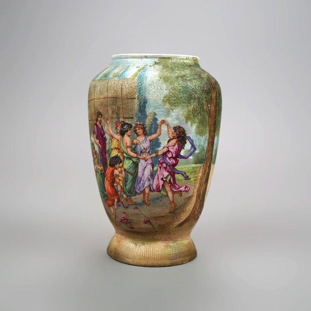 1900 - 1909 Antique German Royal Bonn Porcelain Tapestry Vase, Classical Genre Scene, C1900 For Sale - Image 5 of 7