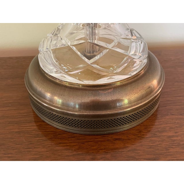 Mid-Century Cut Crystal and Brass Hollywood Regency Style Lamp For Sale - Image 11 of 12