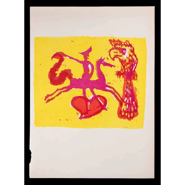 The Horse Trainer is an original Linocut Print realized by Mino Maccari in 1951. Very Good condition. No Signature. Mino...