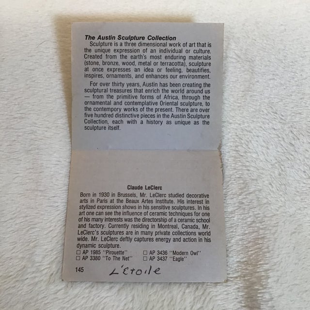 1986 Claude LeClerc for Austin Pro Inc “L’etoile” Sculpture, Signed For Sale - Image 12 of 13