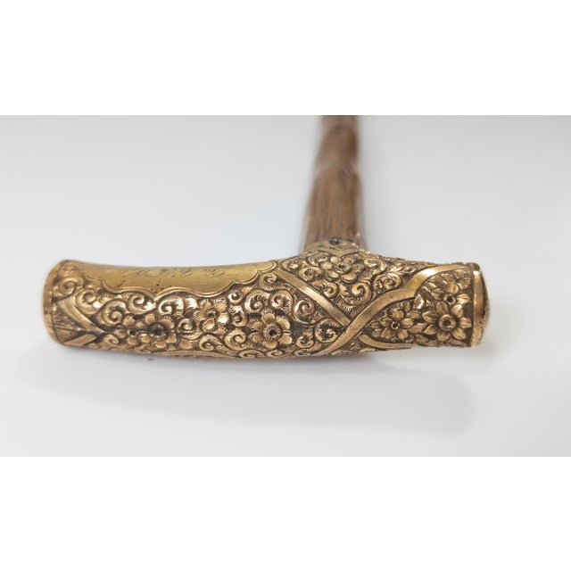 19th Century Victorian Gold Filled Cane or Walking Stick For Sale - Image 4 of 12