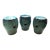 Curated Designer Set of 3 Large Teal Drip-Glazed Chinese Ceramic Garden Stools With Raised Garland Motif For Sale