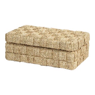 Large Natural Abaca Rope Hinged Box For Sale