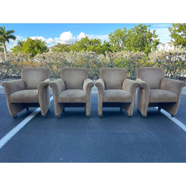 Cheetah Style Tub Chairs on Casters, Set of Four, Postmodern, Vintage, Game Chairs, Dining Arm Chairs For Sale - Image 11 of 12