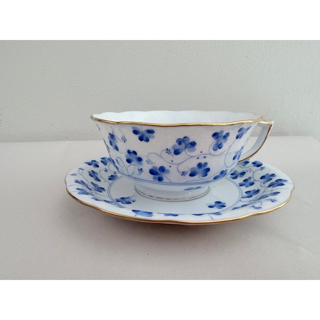 Vintage Herend Rachael (blue clover) 734 set of 12 teacups and saucers. Purchased between 1997-2000, never used, kept in...
