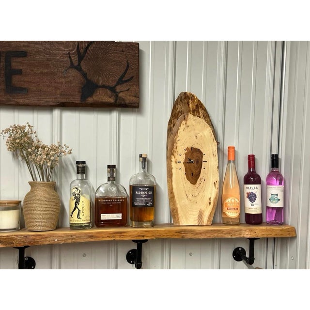Fully Custom Handmade Pecan Live Edge Wall/Mantel Clock – Crafted From Scratch With Soulful Details For Sale - Image 4 of 7