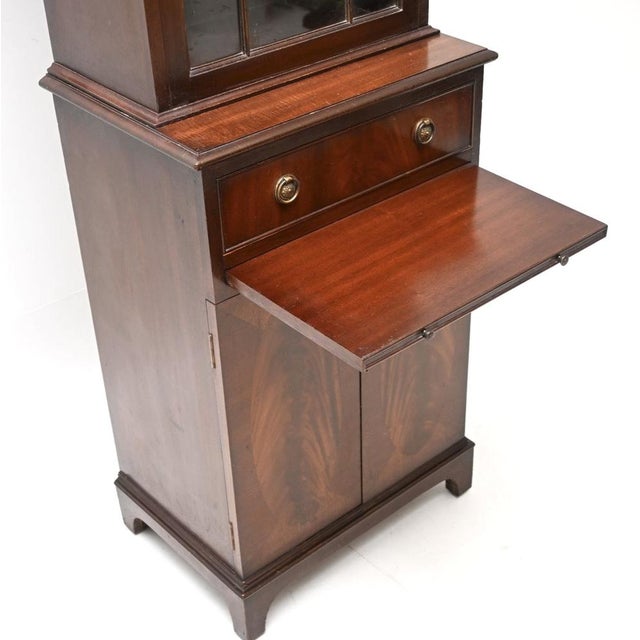 Brown Vintage Georgian Slim Bookcase, 1950 For Sale - Image 8 of 12