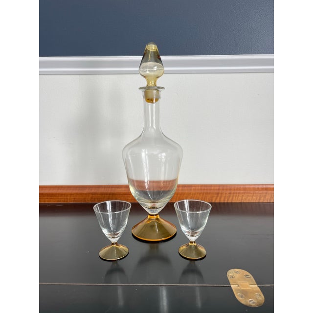 Yellow Mid-Century Modern Glass Cordial Decanter Set, Italian Design, 1960s For Sale - Image 8 of 8