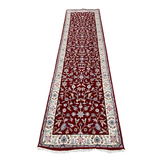 1990s Handwoven Persian Design Indian Rug - 2'8" X 9'9" For Sale