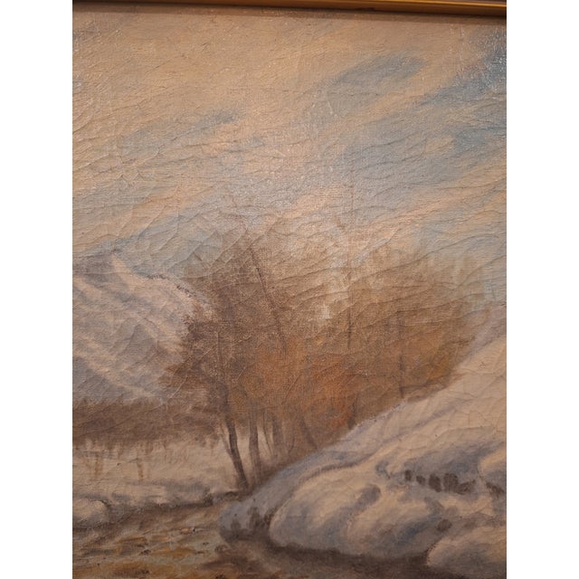 Early 20th Century Early 20th Century Frederick John Mulhaupt Winter Scene Landscape Oil Painting For Sale - Image 5 of 11