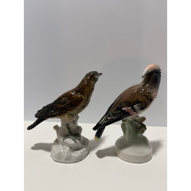 Mid-Century Modern Vintage Klotz & Ens Porcelain Bird Figurines – Hand Painted German Pair For Sale - Image 3 of 8
