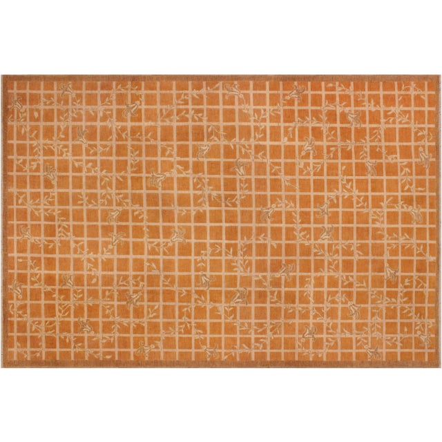 1990s 1990s Sun Faded Orange/Brown Hand Knotted Wool Rug For Sale - Image 9 of 10