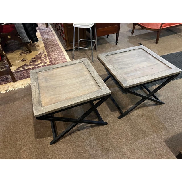 1920s Vintage Wood & Iron Side Tables For Sale - Image 5 of 8