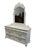 LEXINGTON FURNITURE Off White Painted Traditional Victorian Style 56" Double Dresser w. Swivel Mirror 509-222 / 509-207...