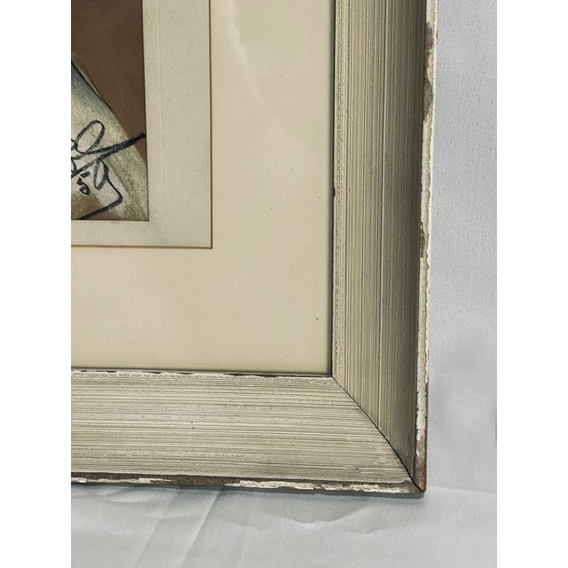 Vintage 1950s Pastel Portrait of Young Woman For Sale - Image 11 of 12