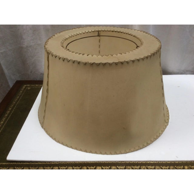 Vintage Vellum Hand Stitched Shade For Sale - Image 4 of 8