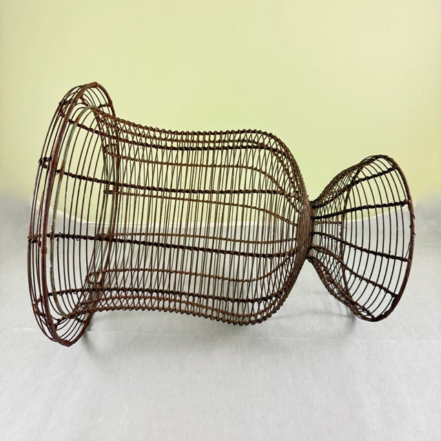 Late 19th Century Antique French Large Pedestal Urn Hand Made Black Twisted Wire Basket, Late 19th For Sale - Image 5 of 12