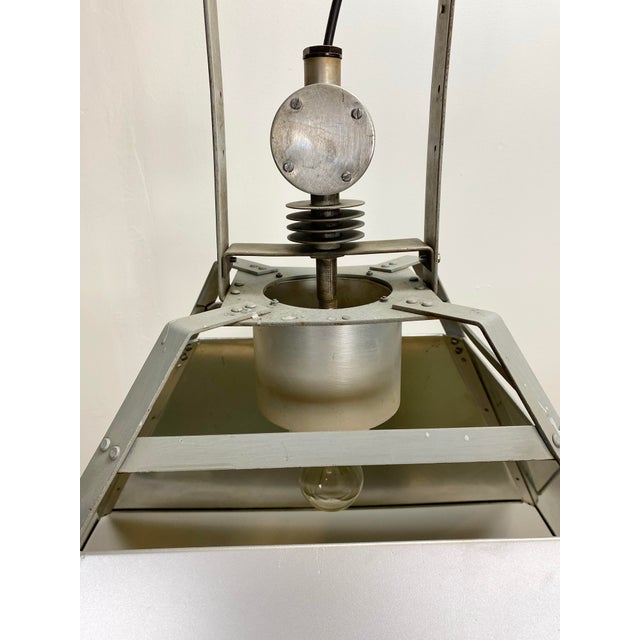 Large Industrial Silver Ceiling Lamp, 1970s For Sale - Image 10 of 15