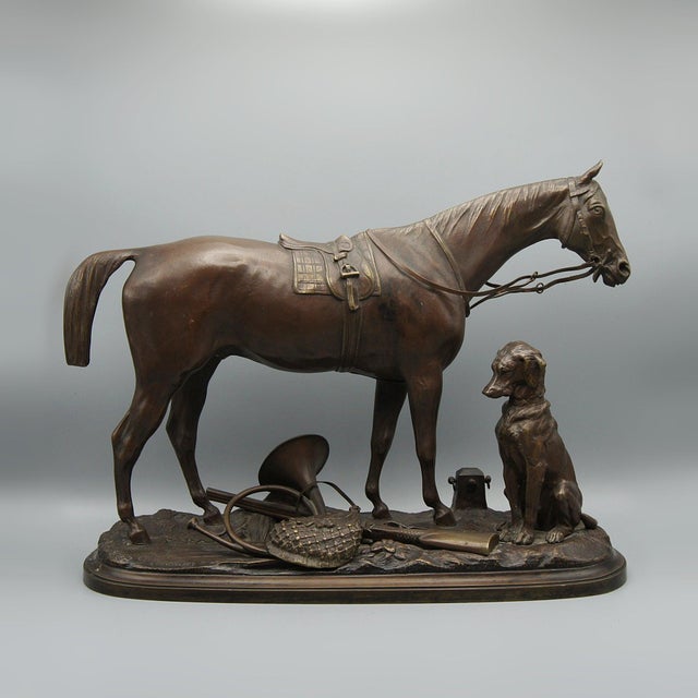 Hunter with Hound and Horn Figurine by Pierre Lenordez For Sale - Image 6 of 6