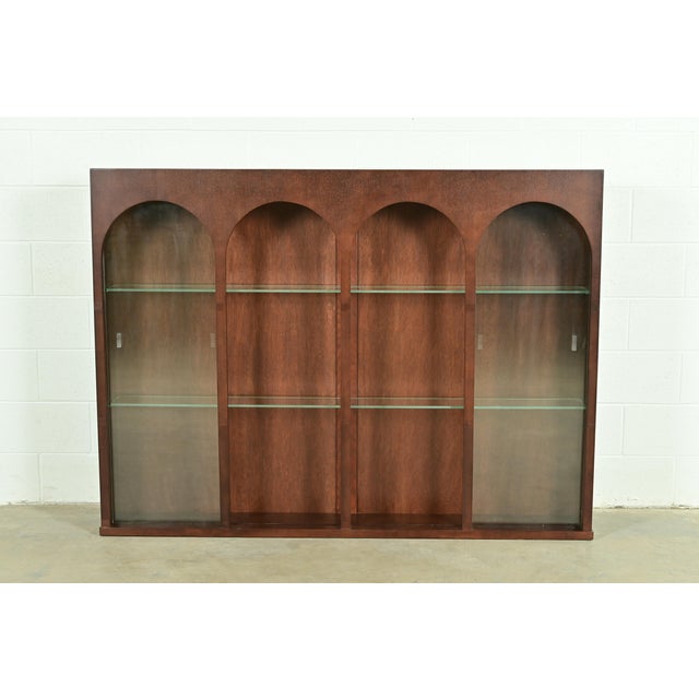 1950s T. H. Robsjohn Gibbings for Widdicomb Sculpted Walnut Colosseum Bookcase or Display Cabinet, Newly Refinished For Sale - Image 5 of 10