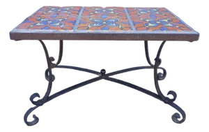 Malibu 6-Tile Sidetable With Wrought Iron Base