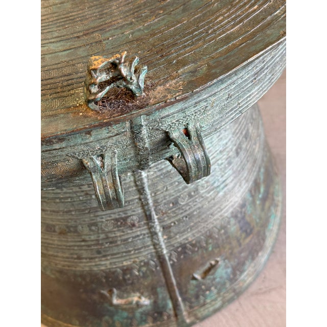Mid 20th Century Early Southeast Asian Bronze Drum Table with Beautiful Patina For Sale - Image 15 of 18