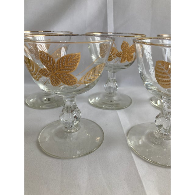Glass Vintage Golden Leaves Glasses, Set of 8 For Sale - Image 7 of 10