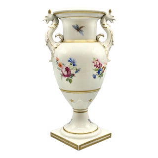 Antique Porcelain Neoclassical Griffin-Handled Amphora Urn Vase from KPM Berlin, 1890s For Sale