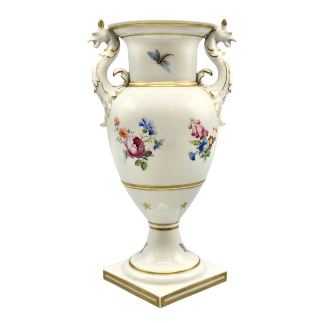 Antique Porcelain Neoclassical Griffin-Handled Amphora Urn Vase from KPM Berlin, 1890s For Sale