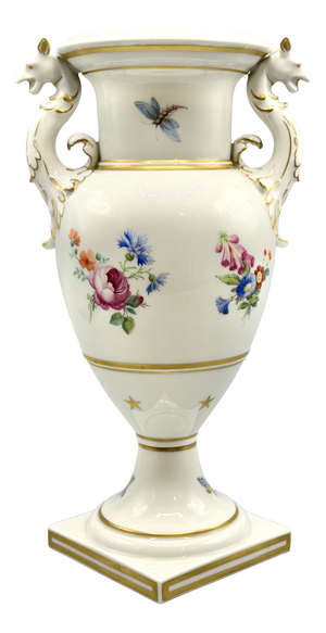 Antique Porcelain Neoclassical Griffin-Handled Amphora Urn Vase from KPM Berlin, 1890s