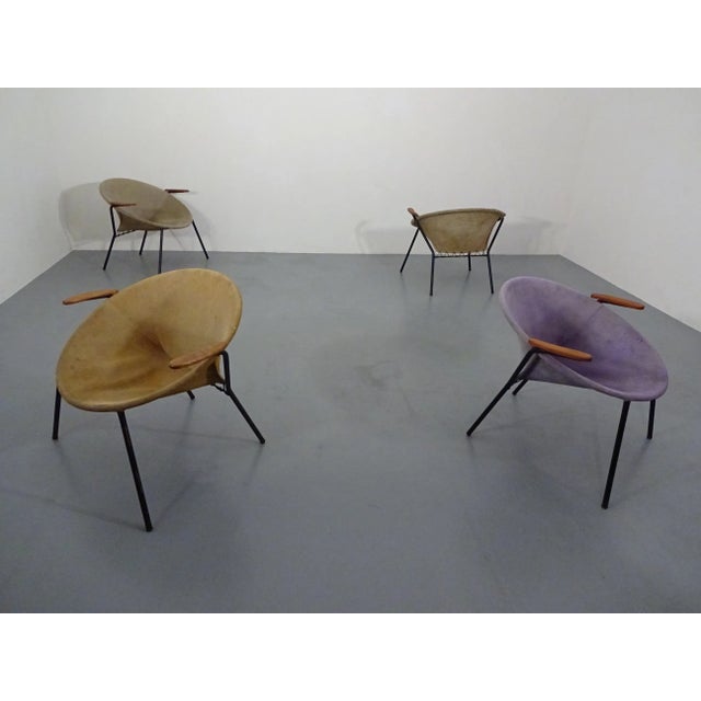 Black Danish Sueded Balloon Chairs by Hans Olsen for LEA Furniture, 1950s, Set of 4 For Sale - Image 8 of 18