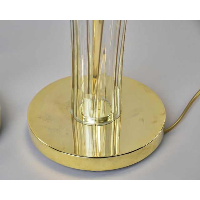 New Clear Glass Italian Lamps With Brass Fittings - Pair For Sale - Image 10 of 13