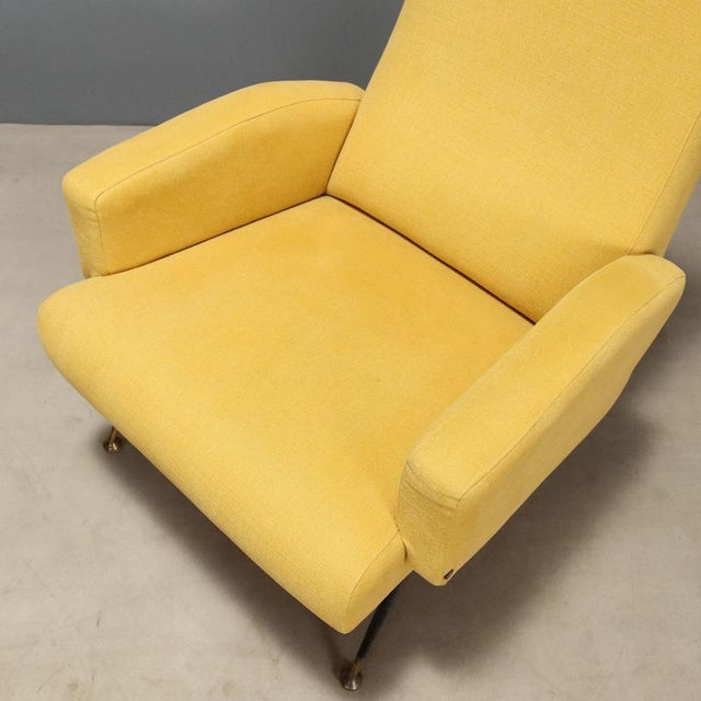 Metal Vintage Lounge Chairs in Green Fabric and Brass, Italy, 1960s, Set of 2 For Sale - Image 7 of 9