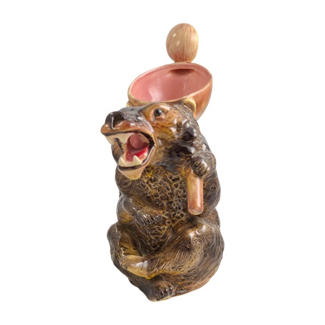 Antique English Majolica Graduated Bear Syrup Jugs by Joseph Holdcroft, 1875, Set of 3 For Sale - Image 4 of 18