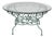 o.w. Lee American Regency Style Wrought Iron and Glass Scrolled Garden Table For Sale