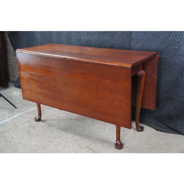 Wood Antique 18th C. George III Solid Cherry Drop Leaf Dining Breakfast Table Console For Sale - Image 7 of 14