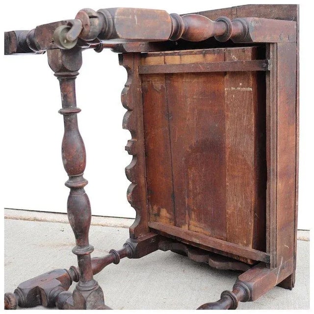 Brown French Louis Xiv Walnut and Pine One-drawer Side Table For Sale - Image 8 of 12